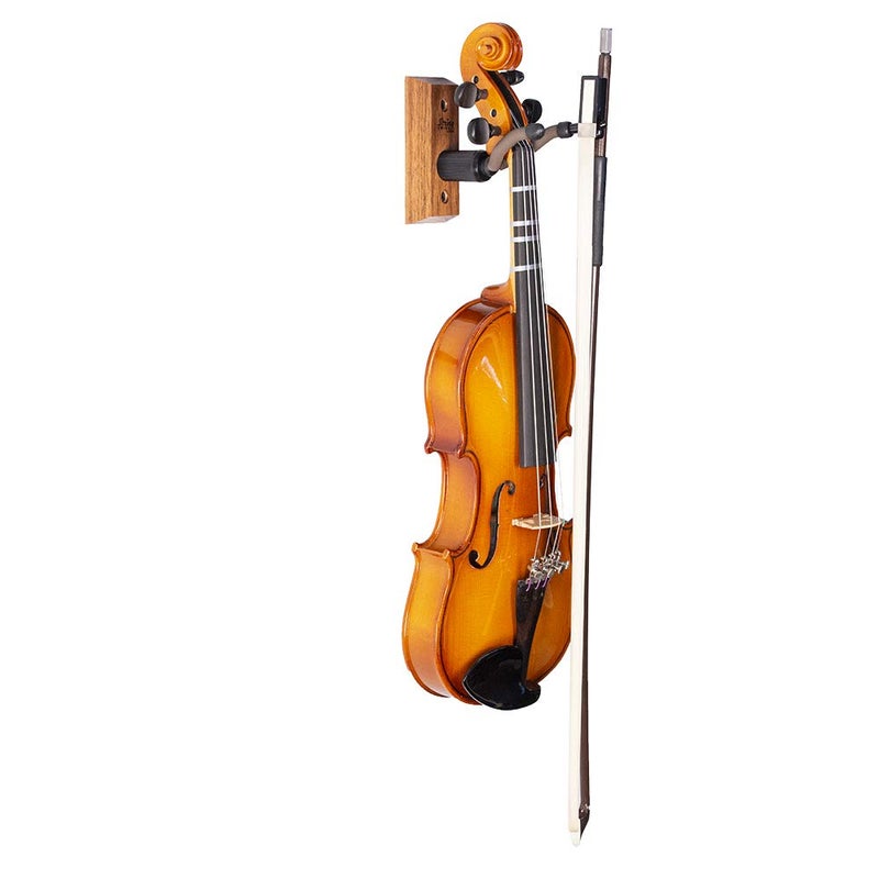 String Swing Hardwood Home & Studio Violin Hanger Wall Mount - for Small Violins and Violas - Black Walnut - Image 3